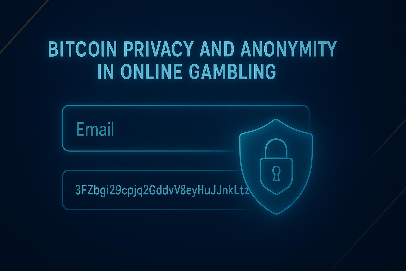 Bitcoin wallet address and email field representing anonymous gambling registration without personal identity requirements