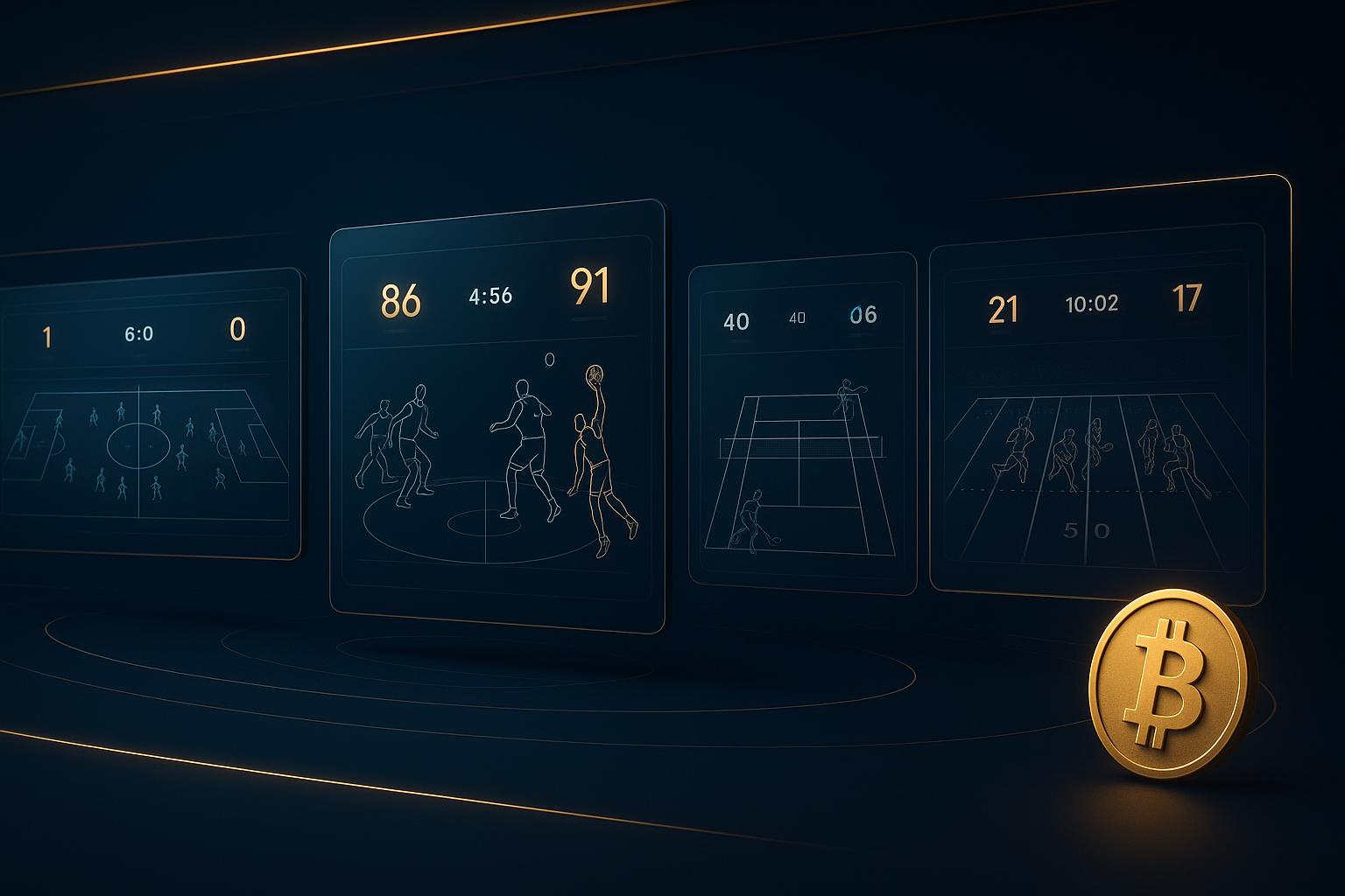 Bitcoin sports betting platform interface showing multiple live sporting events