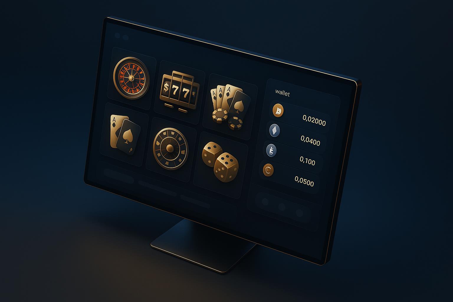 Modern blockchain casino platform interface showing crypto gaming dashboard