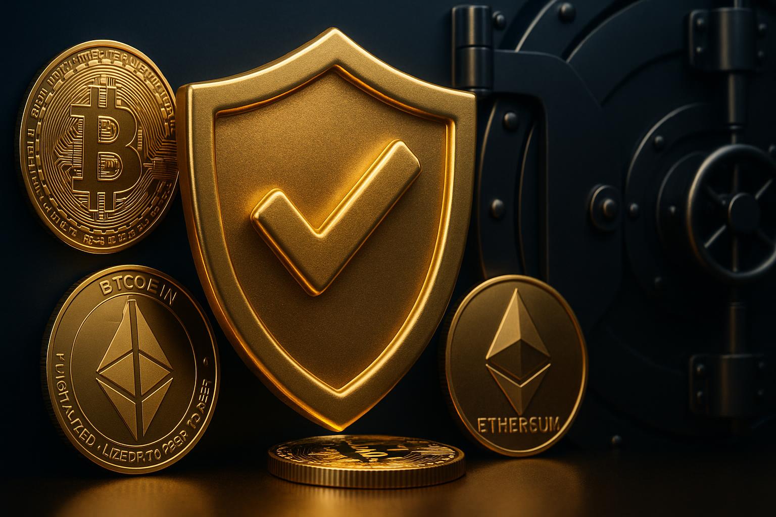 Security shield representing trustworthy cryptocurrency gambling platform verification and safety measures