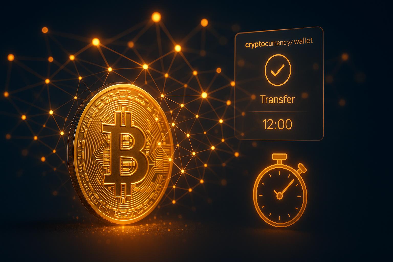 Bitcoin blockchain network showing fast cryptocurrency withdrawal transaction confirmation