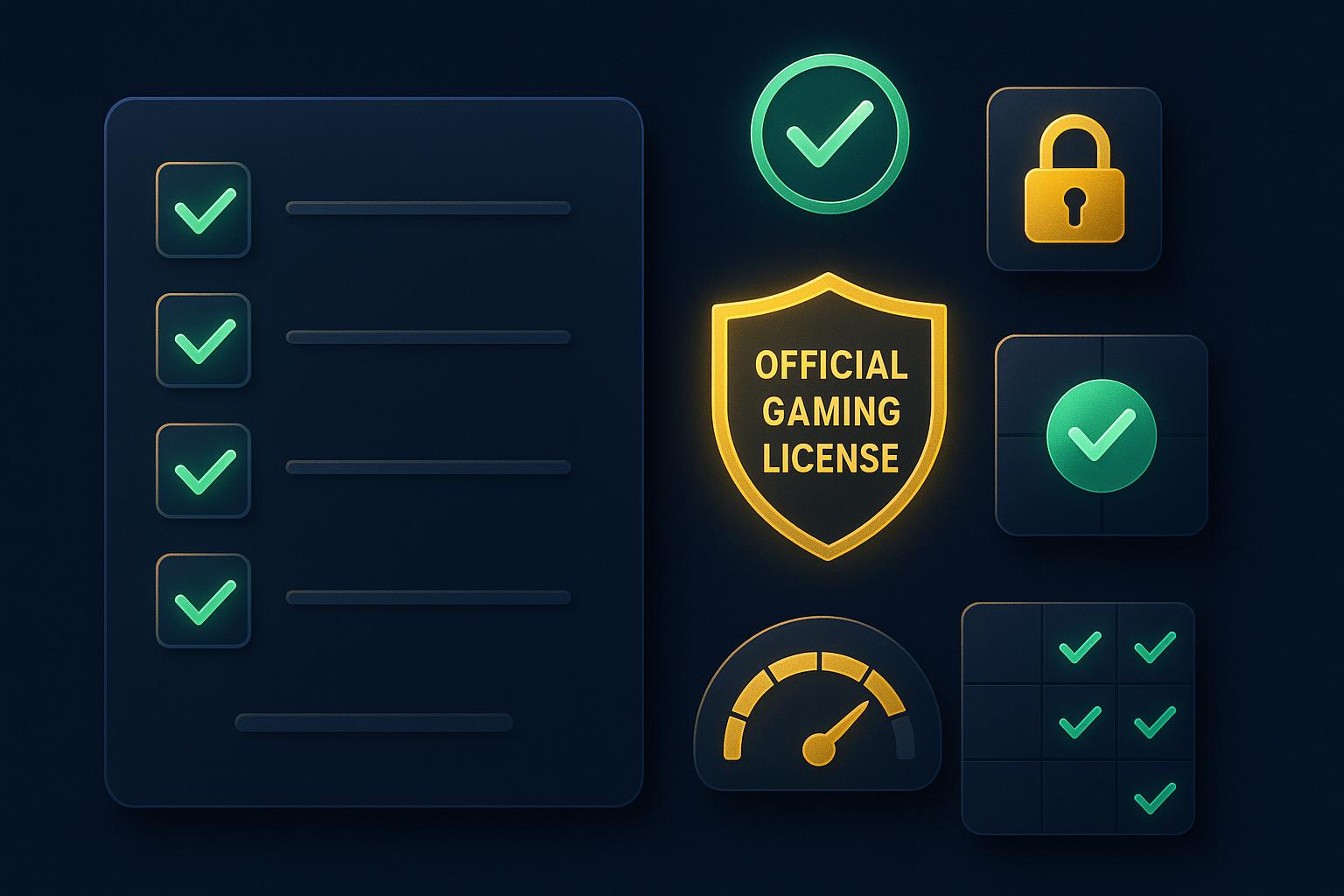 Platform verification checklist showing essential security features and licensing requirements