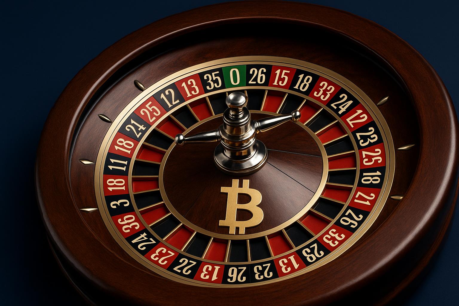 European roulette wheel with single zero for Bitcoin gambling