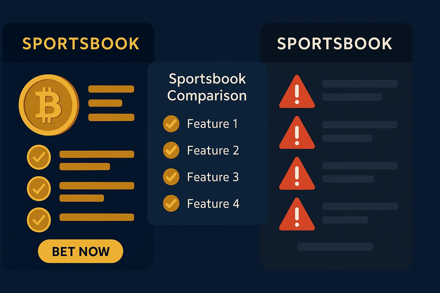 Side-by-side comparison of premium versus lower-quality bitcoin sportsbook features and operator characteristics