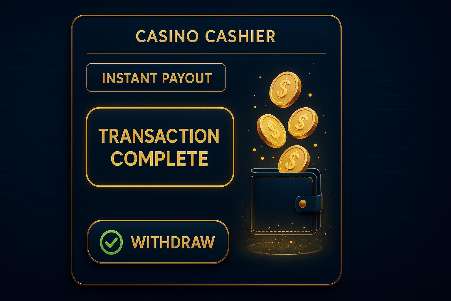 Instant casino withdrawal transaction being processed through modern payment interface