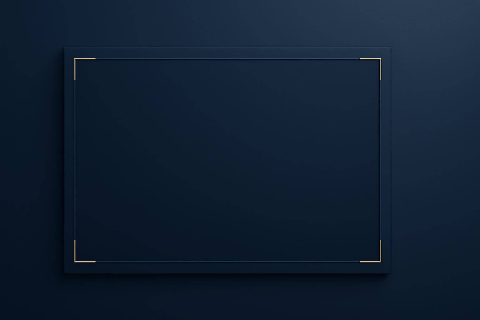 Empty content placeholder with dark blue frame and gold accents