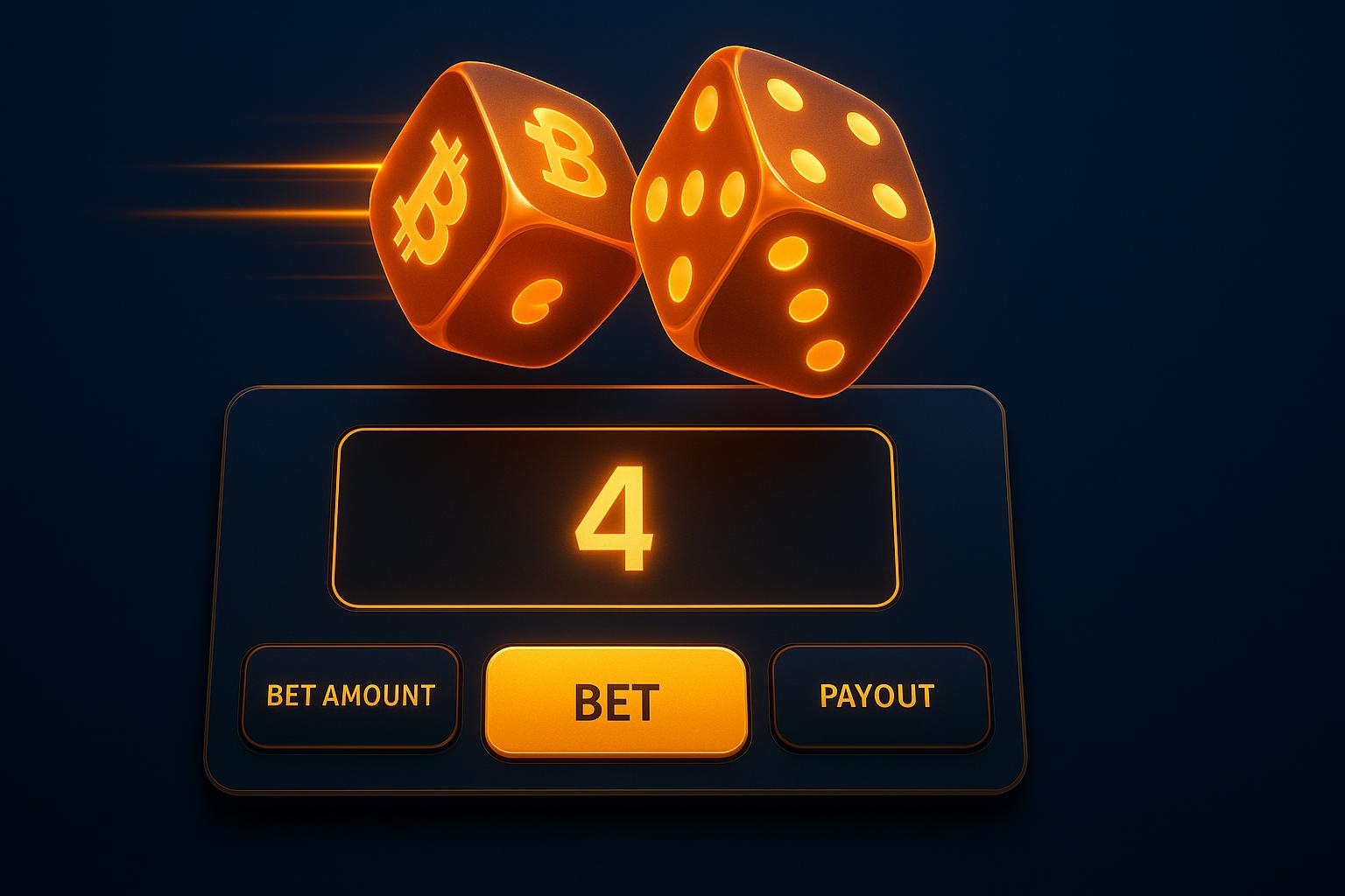 Bitcoin dice game interface showing rapid betting features and instant results