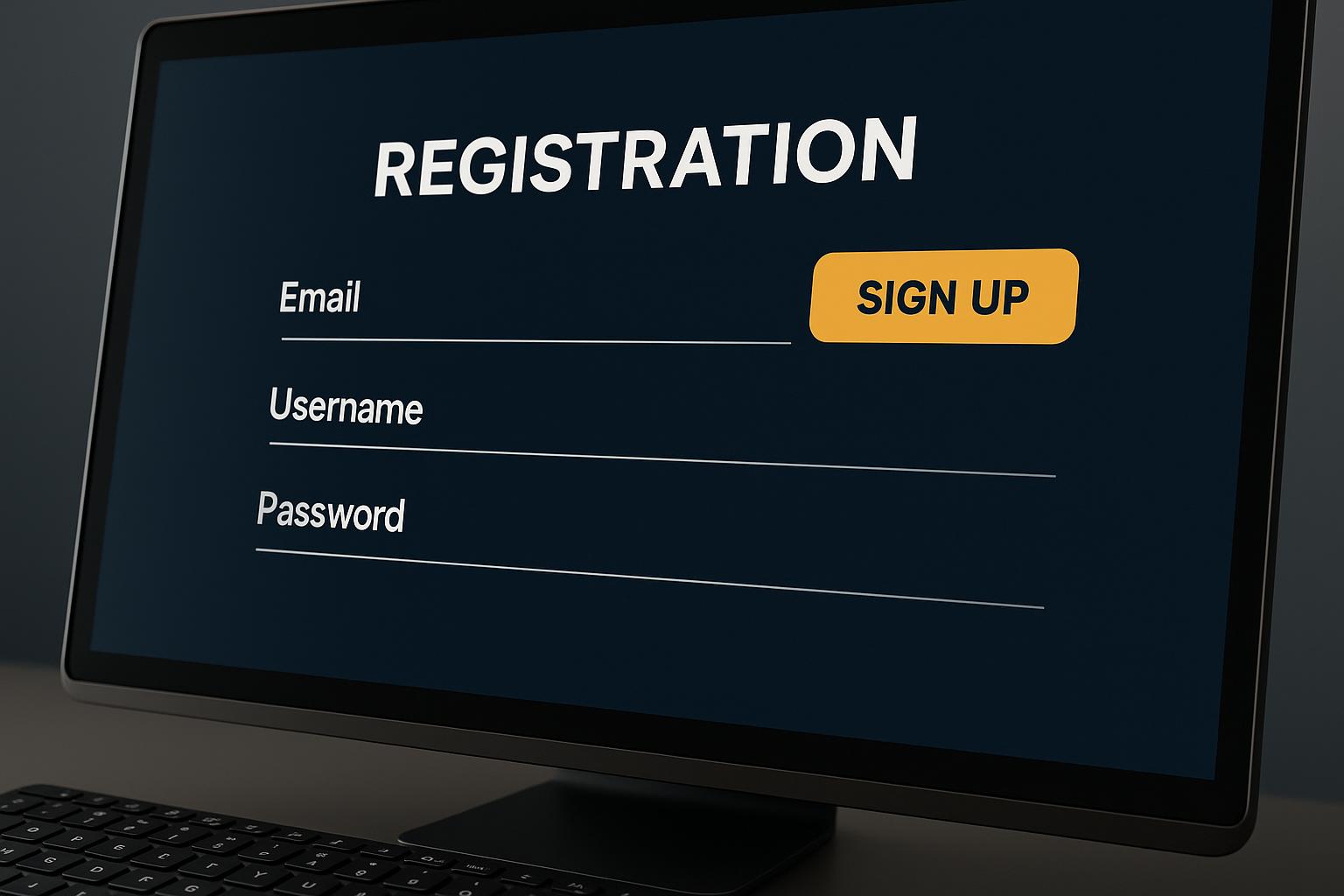 Computer screen displaying crypto casino registration form with email and password fields