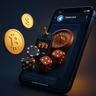 Telegram casino bot interface on mobile device with cryptocurrency elements