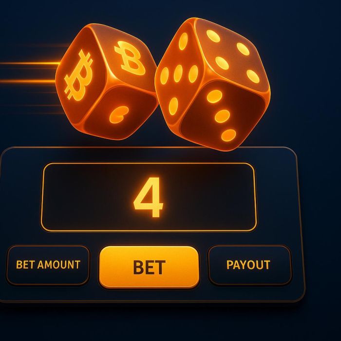 Bitcoin dice game interface showing rapid betting features and instant results