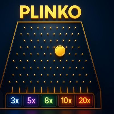 Digital Plinko board showing the complete game layout with pegs and multiplier slots